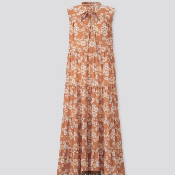 Uniqlo Dresses & Skirts - Uniqlo Paul & Joe Floral Orange Tiered Maxi Dress, size M